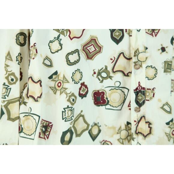 Vintage XL Dad Shirt 90s Oversize Medallion Allover Print Preppy Nautical Skater - Picture 5 of 8